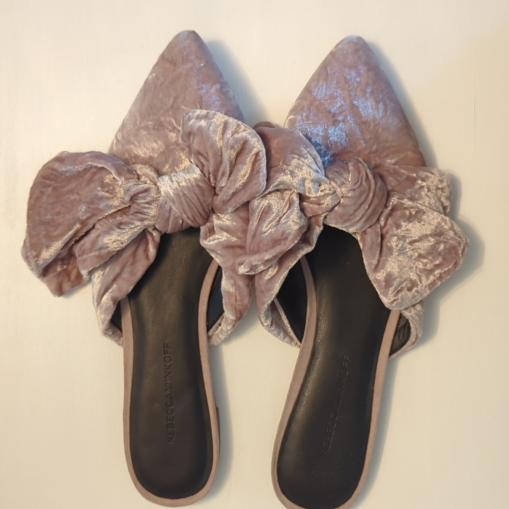 Rebecca Minkoff Alexis Crushed Velvet Bow Flat Mule